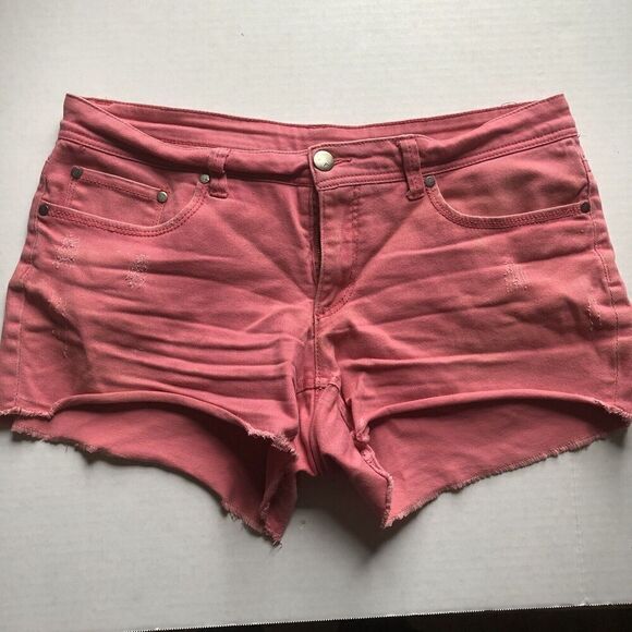 Faded Glory Womens Pink Cutoff Jean Shorts Sz 12 A2439 - Picture 1 of 3